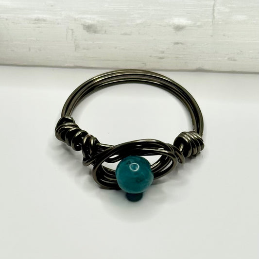 Charcoal Blue Apatite Ring