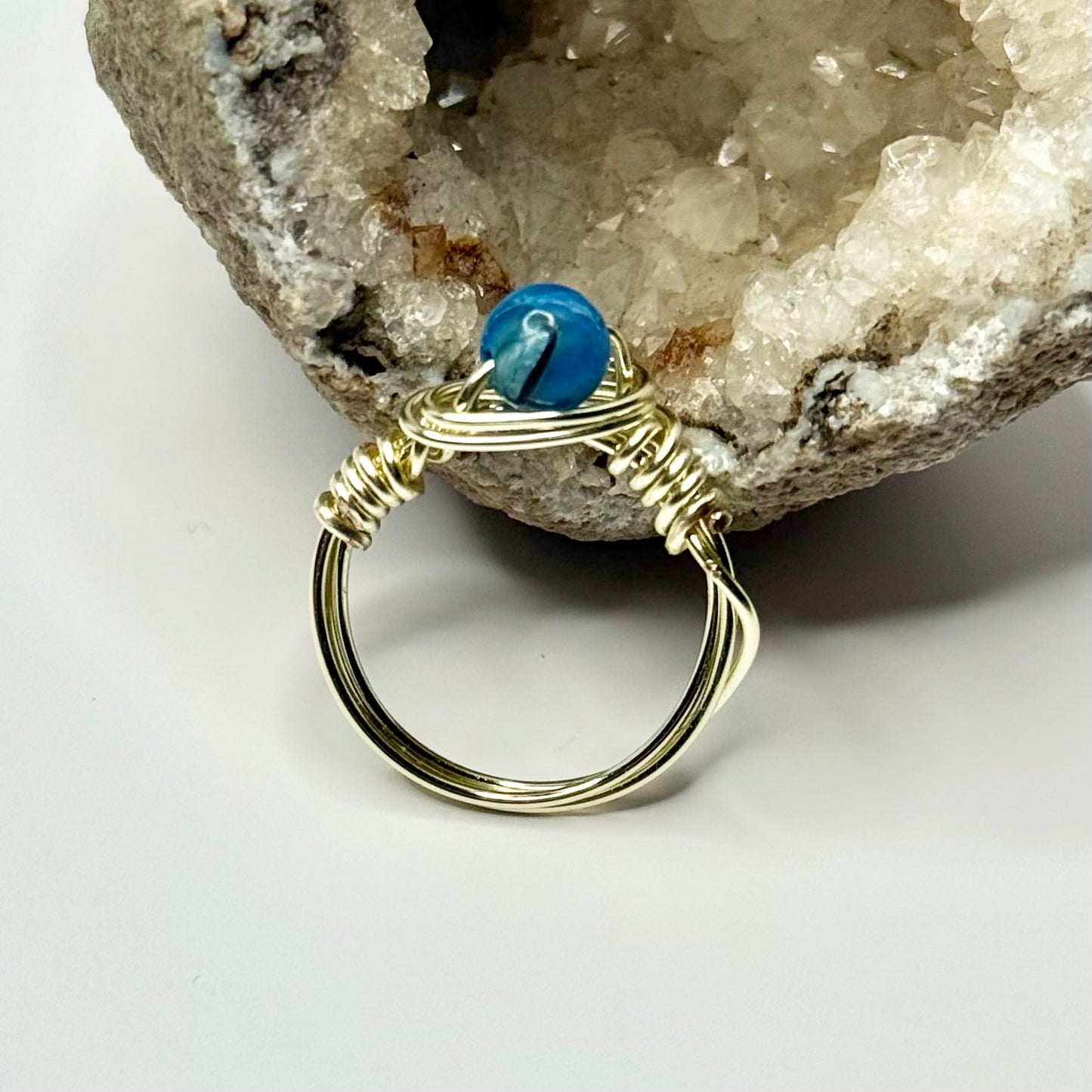 Gold Blue Shell Ring