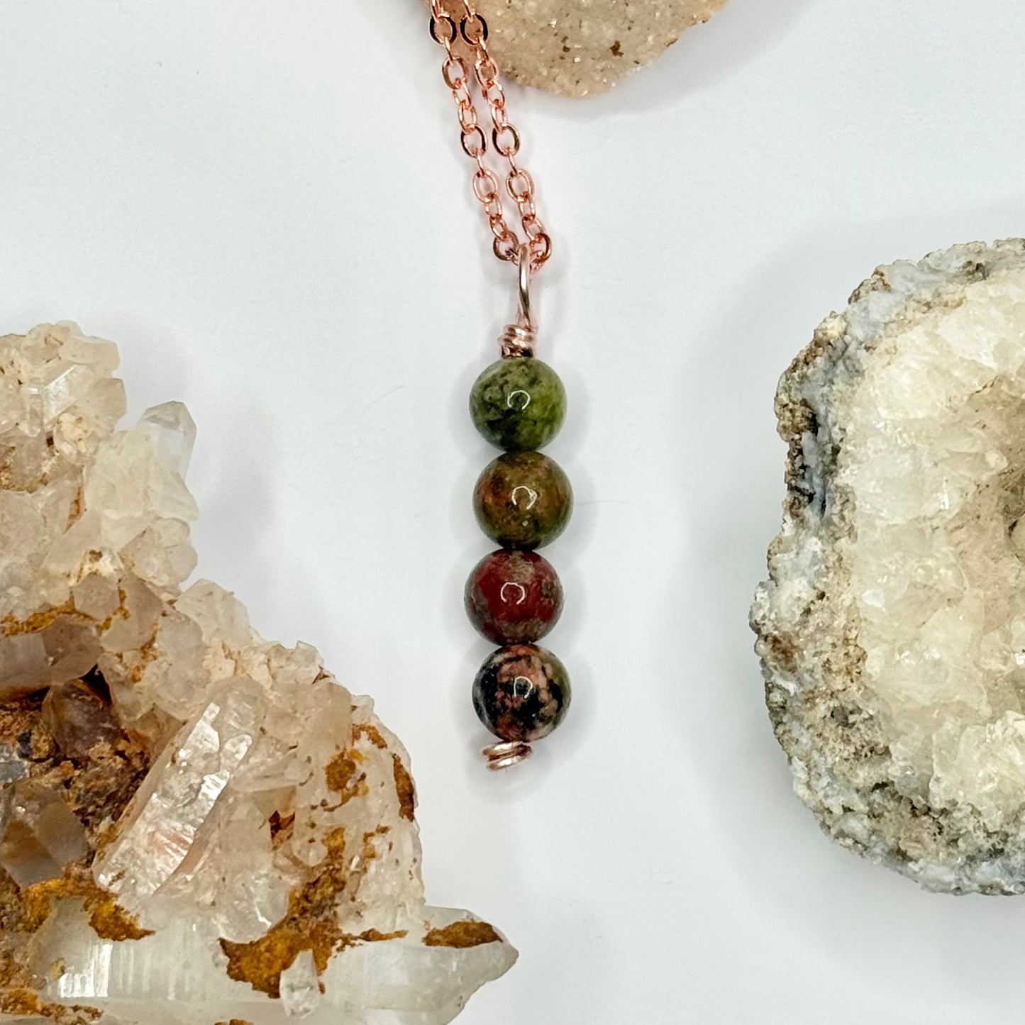 Rose Gold Unakite Necklace