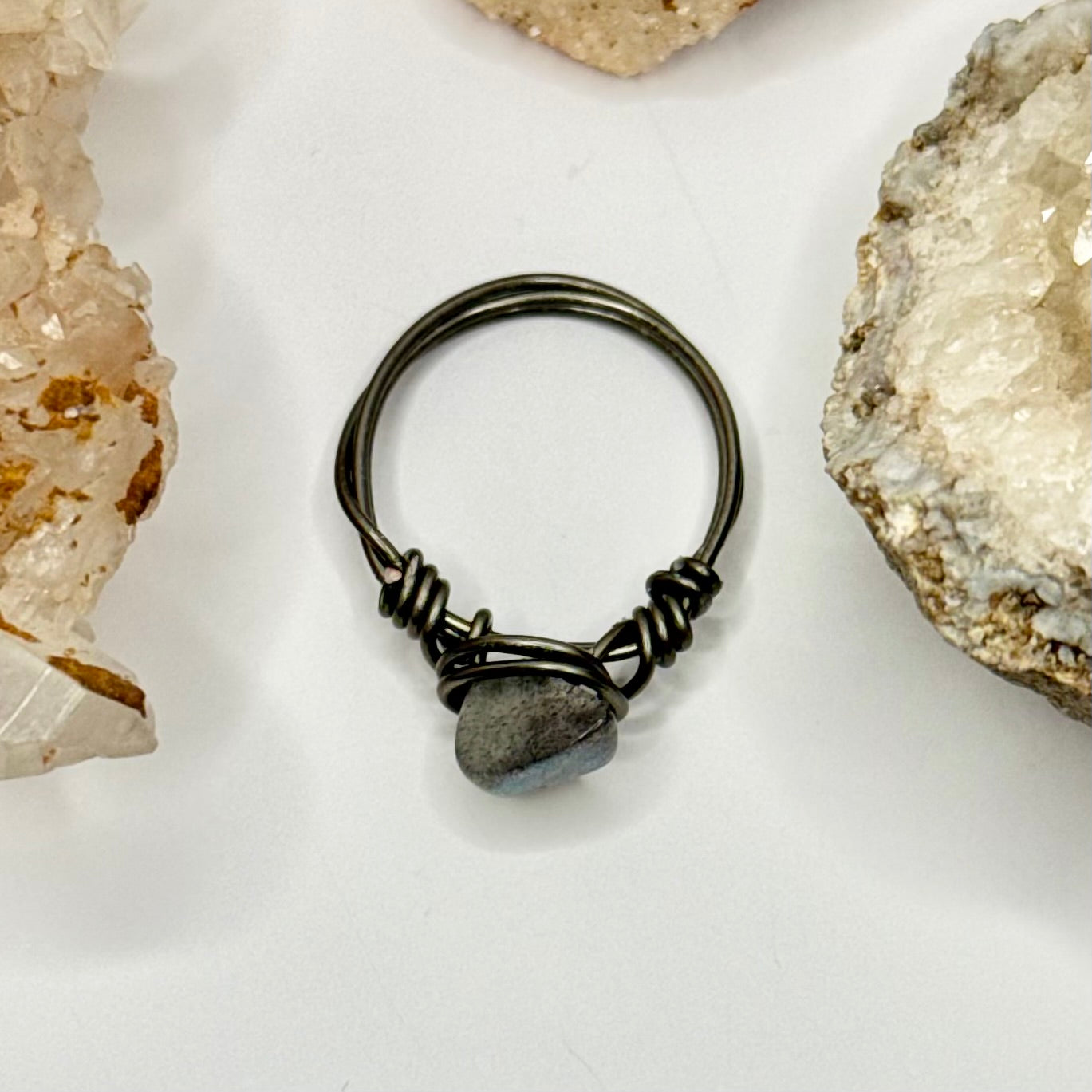Charcoal Labradorite Ring