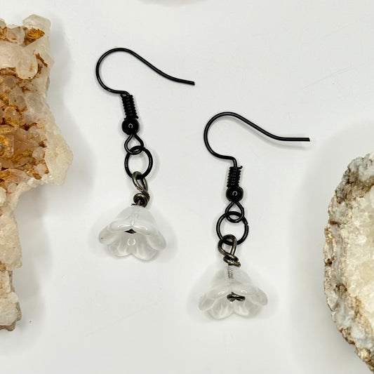 Black and White Flower Earrings