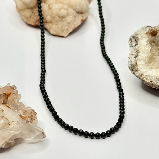 Silver Blue Tigers Eye Beaded Necklace