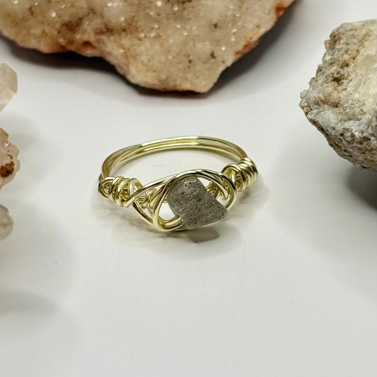 Gold Labradorite Ring
