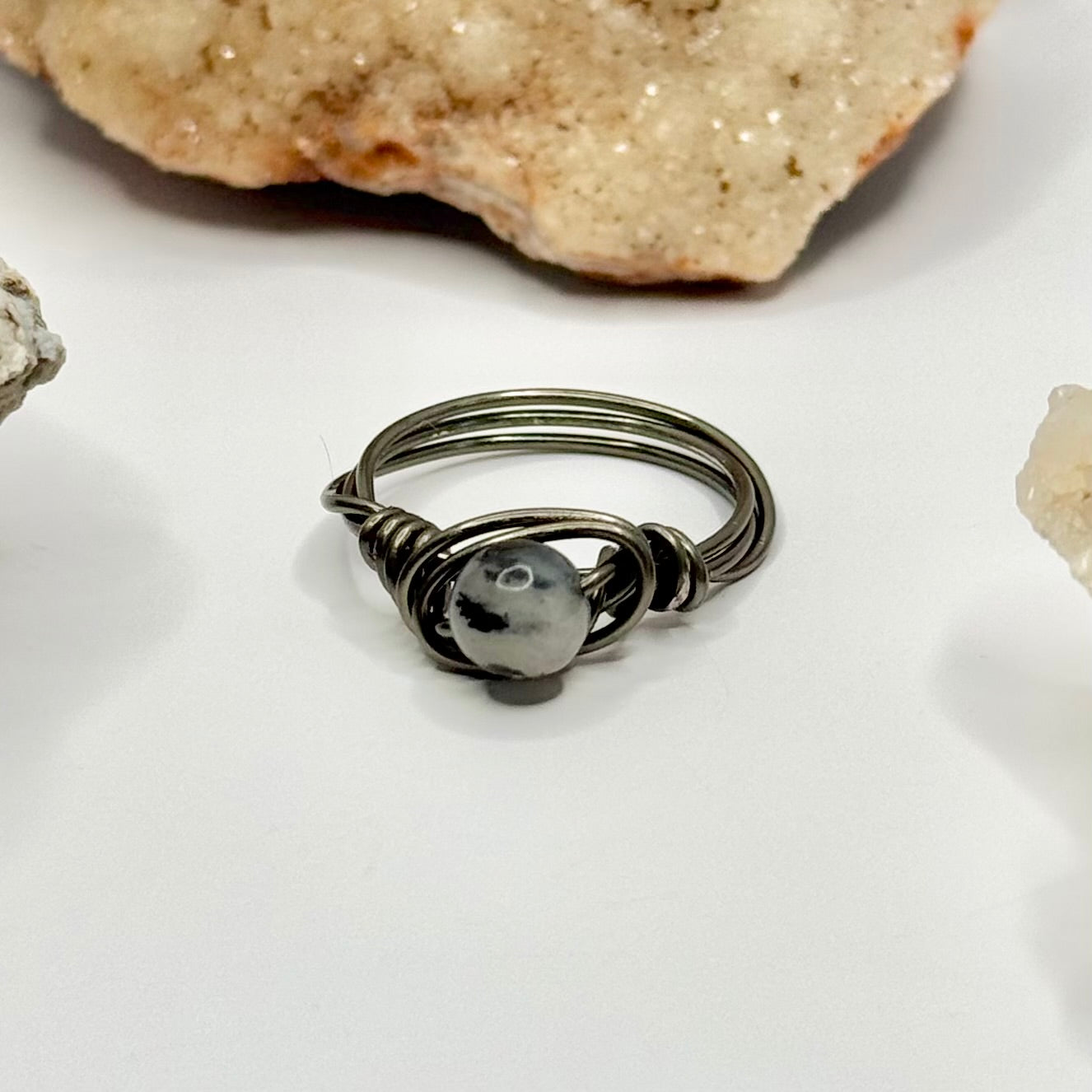 Charcoal Dendritic Agate Ring
