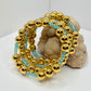 Gold and Blue Beaded Wrap Bracelet