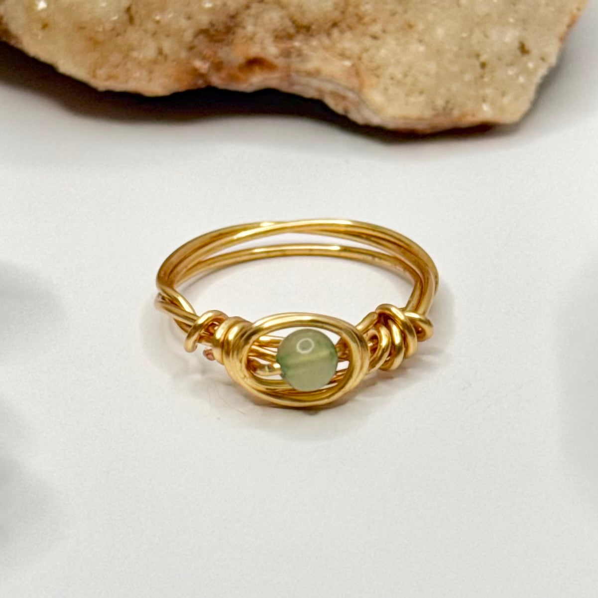 Gold Green Dyed Quartz Ring