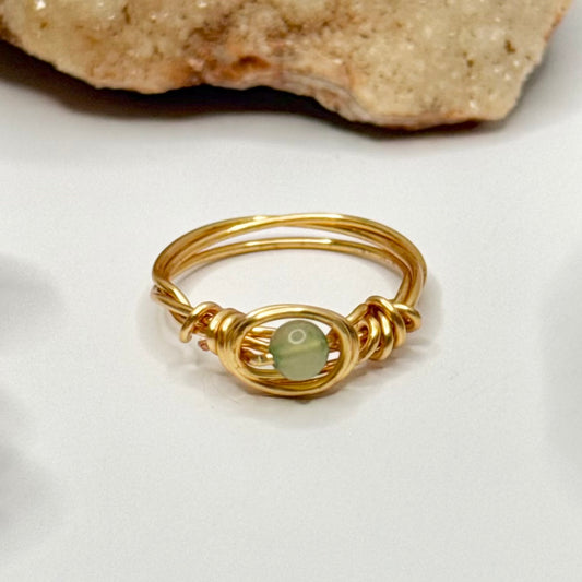 Gold Green Dyed Quartz Ring