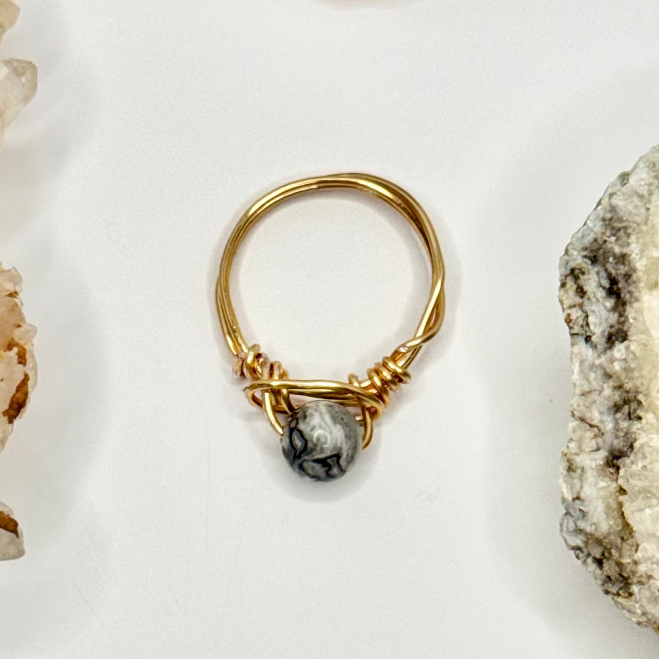 Gold Crazy Lace Agate Ring