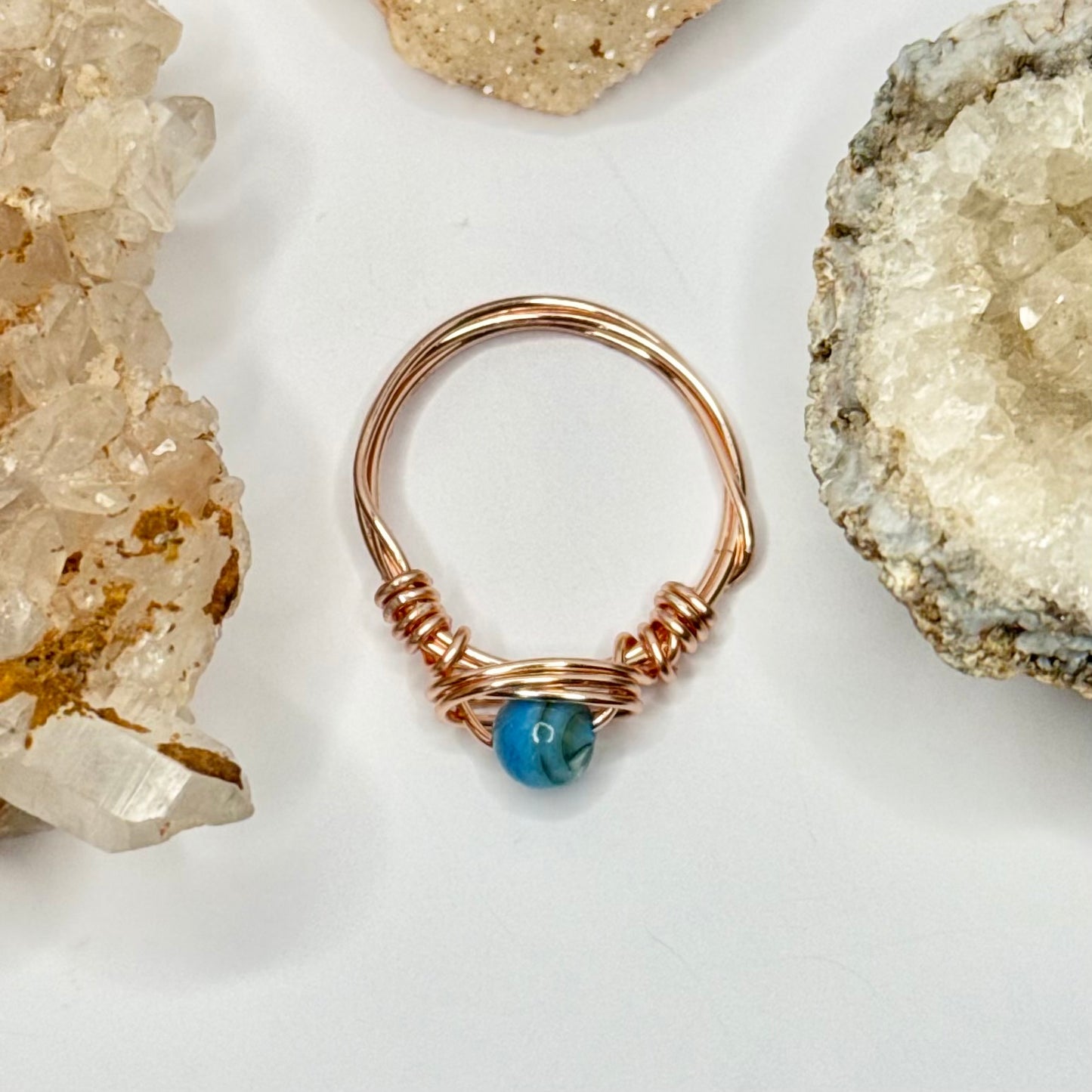 Rose Gold Blue Shell Ring