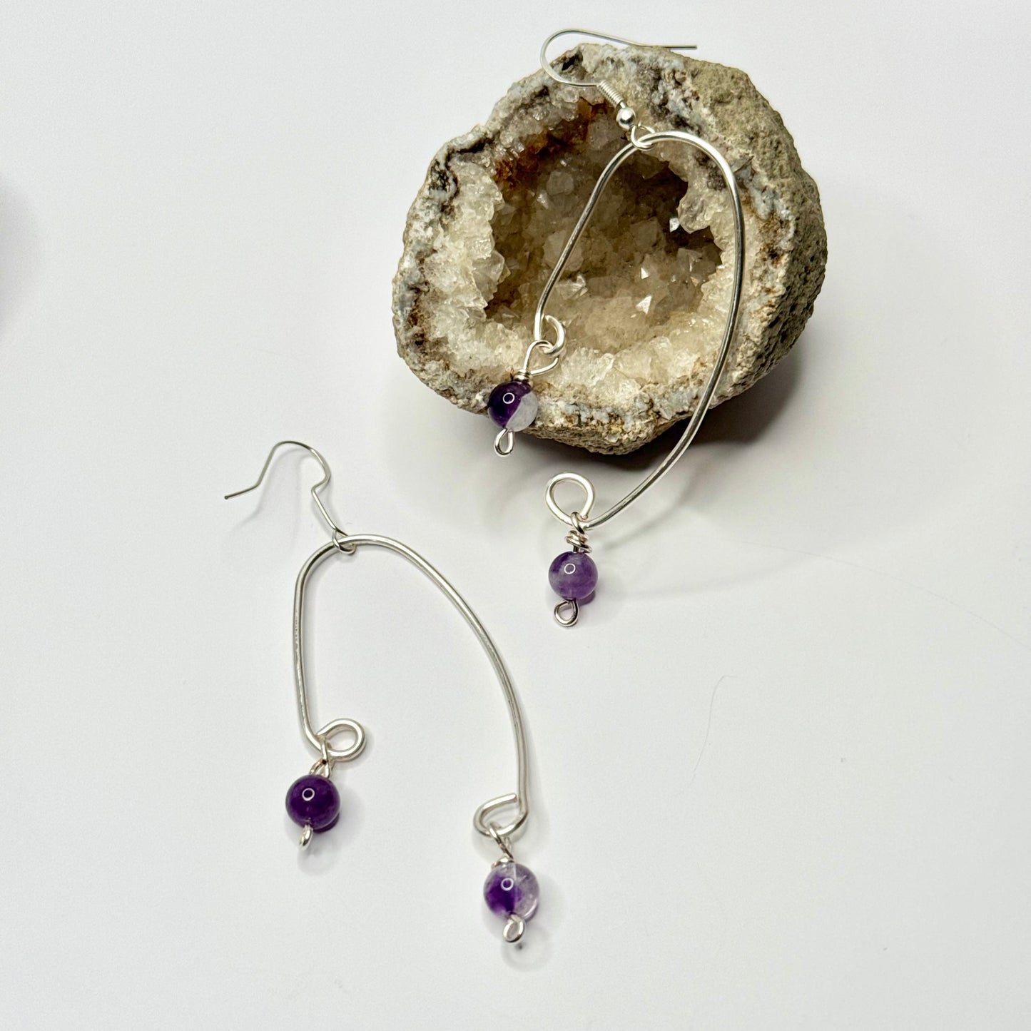 Sterling Silver Amethyst Dangle Earrings