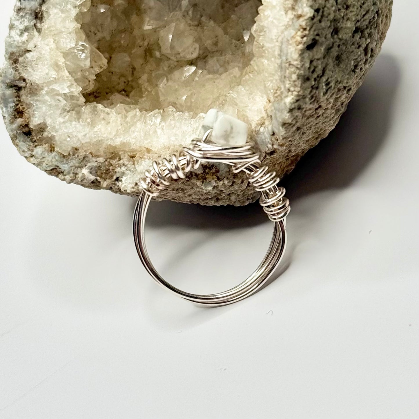 Silver Howlite Ring
