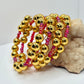 Gold and Red Beaded Wrap Bracelet
