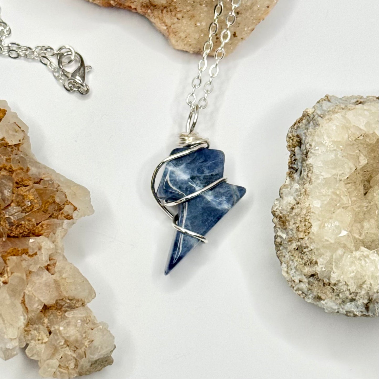 Silver Sodalite Lightning Necklace