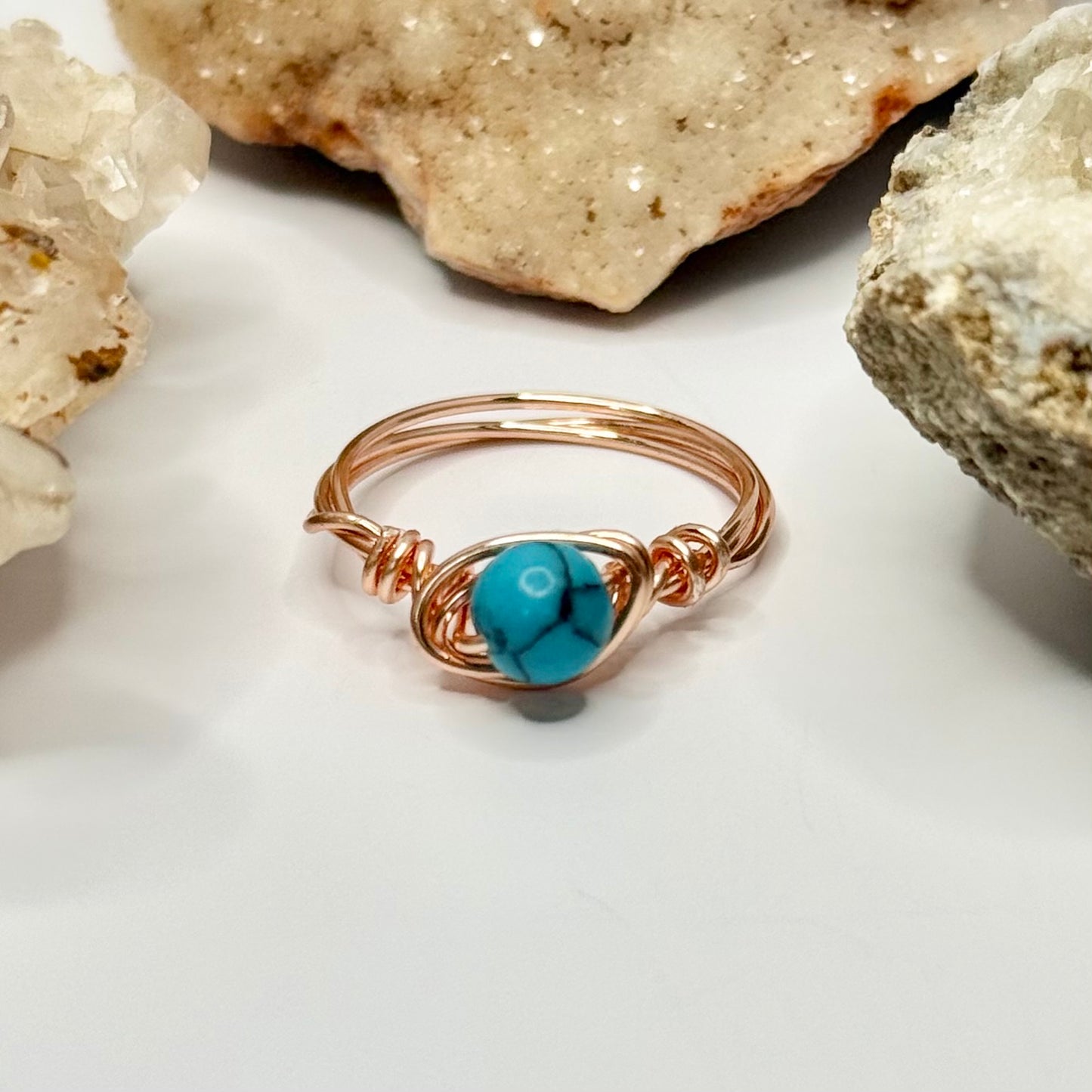 Rose Gold Dyed Howlite Ring