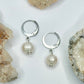 Steel Pearl Huggie Earrings