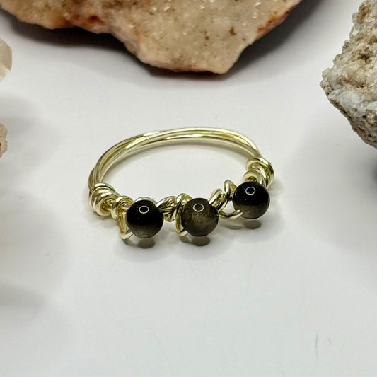Gold Sheen Obsidian Ring