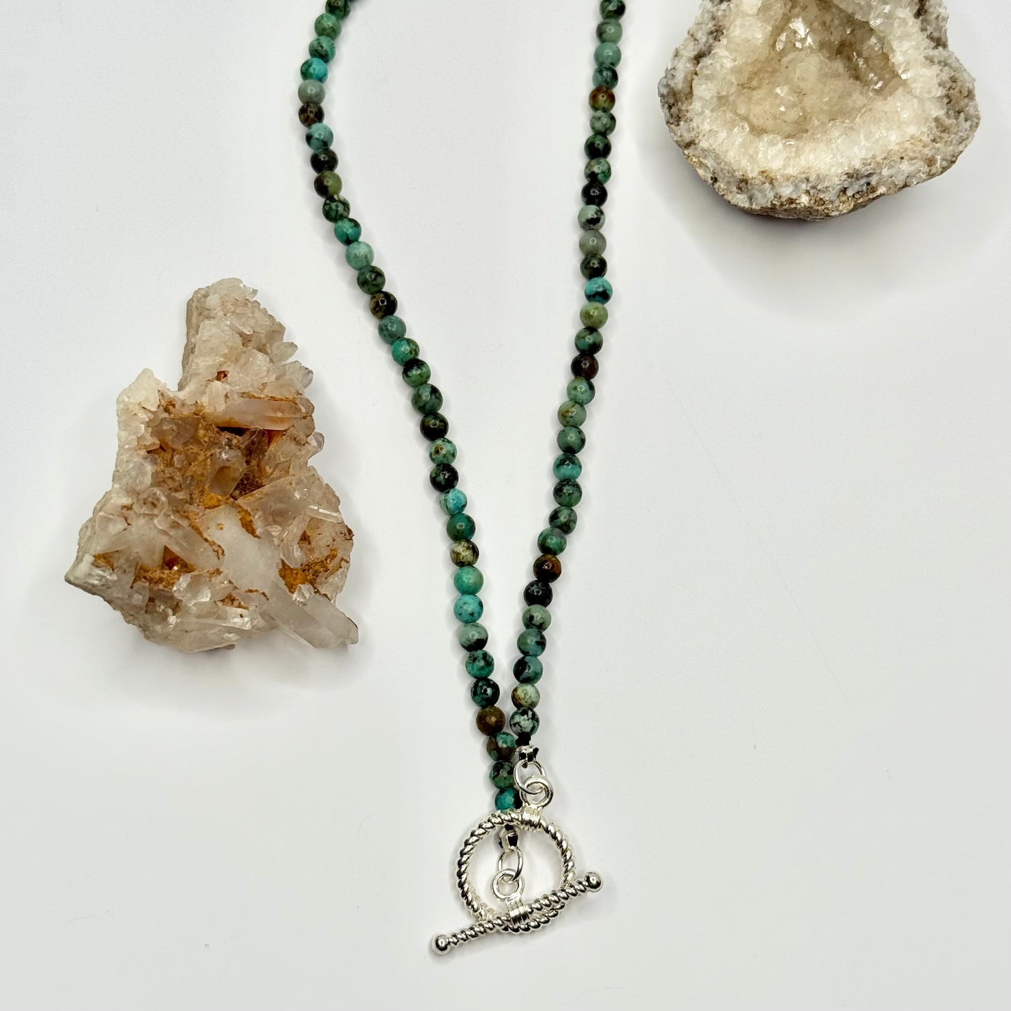 Silver Turquoise Beaded Necklace
