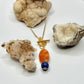 Gold Orange Calcite and Lapis Toggle Necklace