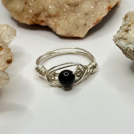 Sterling Silver Obsidian Ring