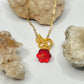 Gold Red Flower Toggle Necklace