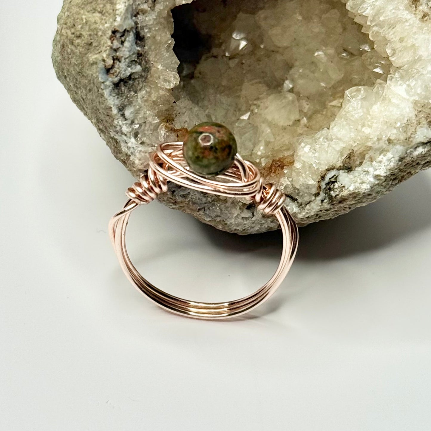 Rose Gold Unakite Ring