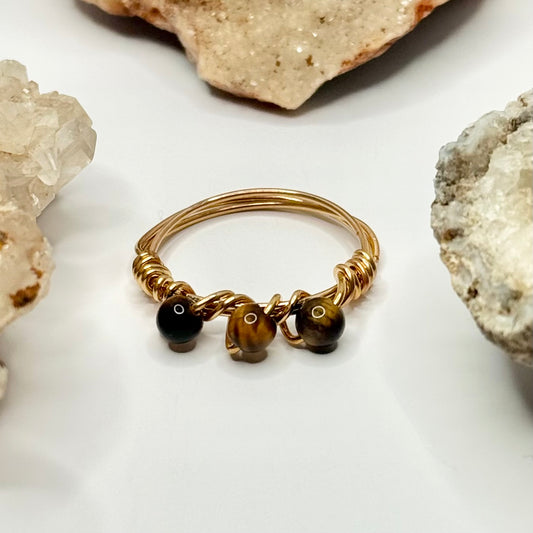 Gold Plated Tigers Eye Ring