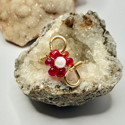 Gold Red Flower Ring