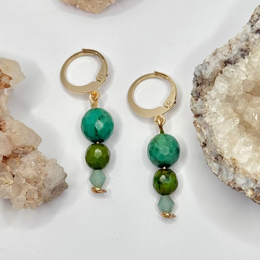 Gold Plated Turquoise Huggie Earrings