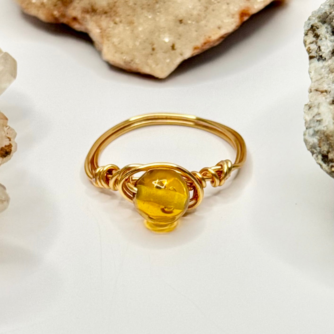 Gold Yellow Glass Ring