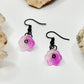 Charcoal Pink Flower Earrings