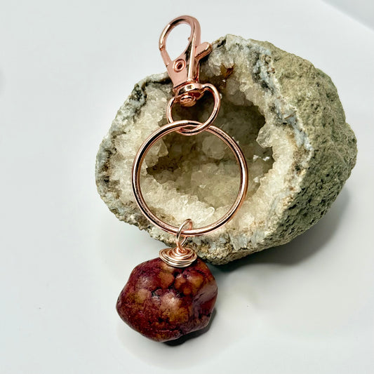 Rose Gold Agate Keychain
