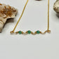 Gold Green Dyed Quartz Wavy Bar Necklace