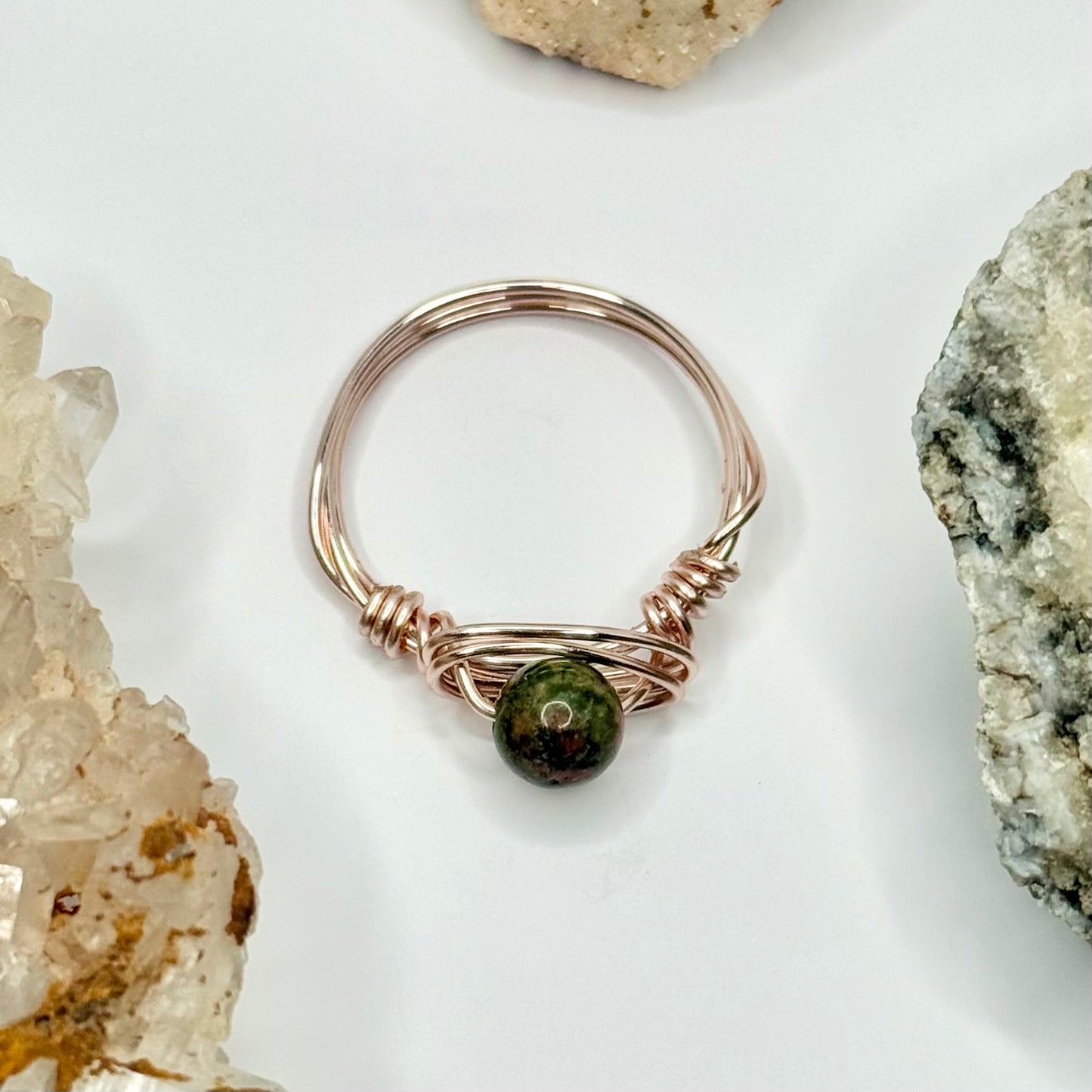 Rose Gold Unakite Ring