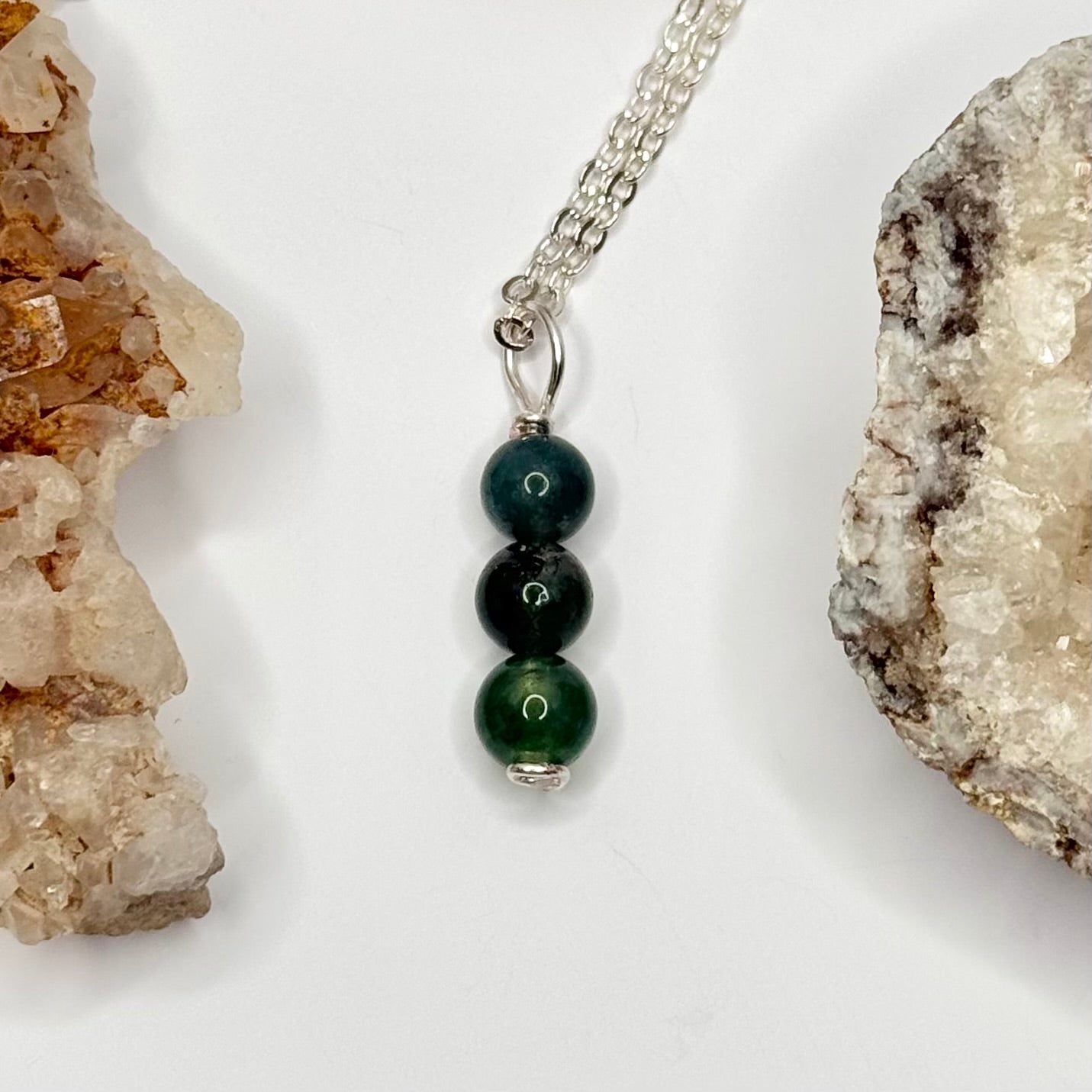 Silver Moss Agate Necklace