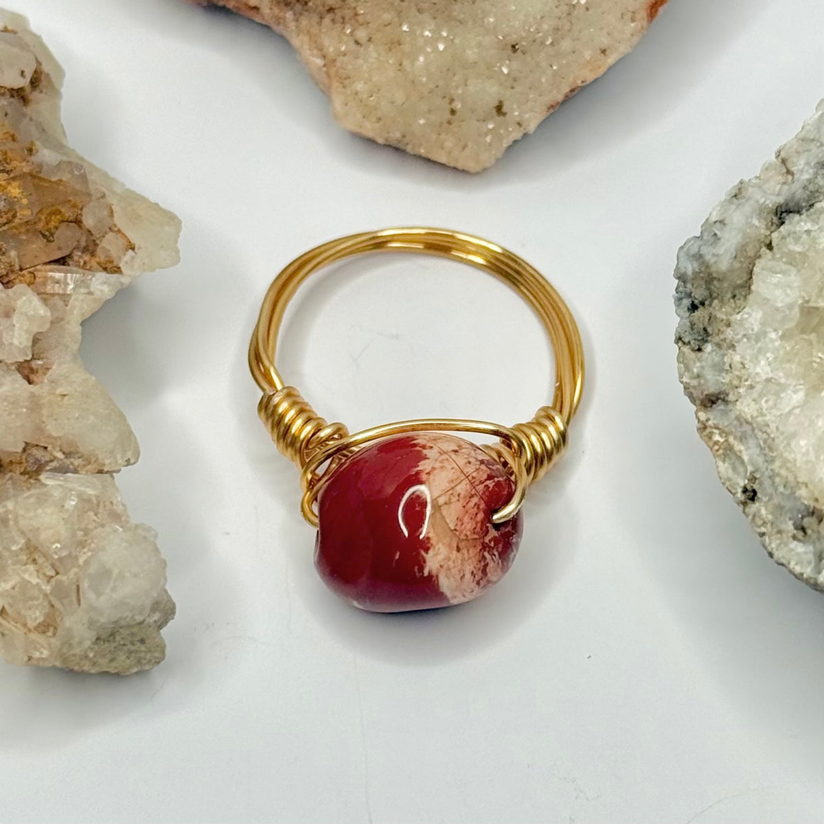 Gold Red Jasper Ring