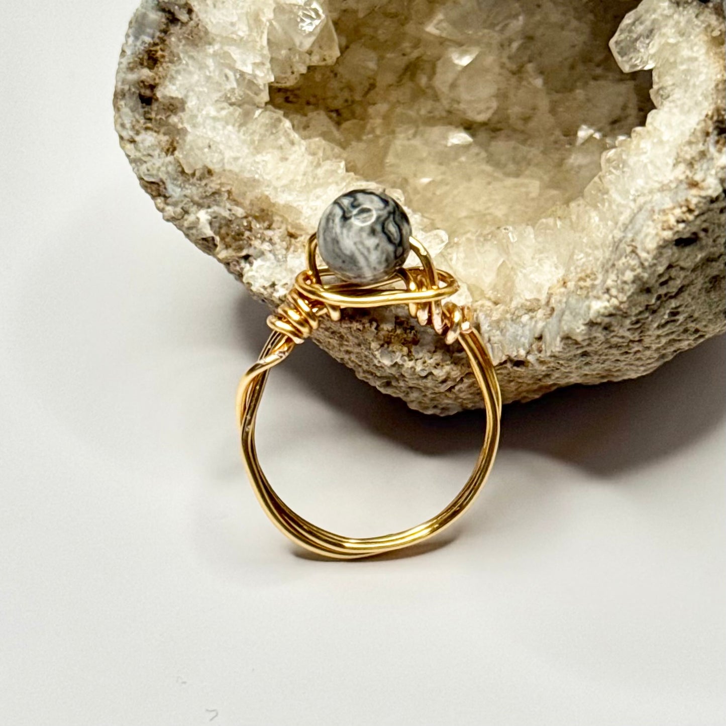 Gold Crazy Lace Agate Ring