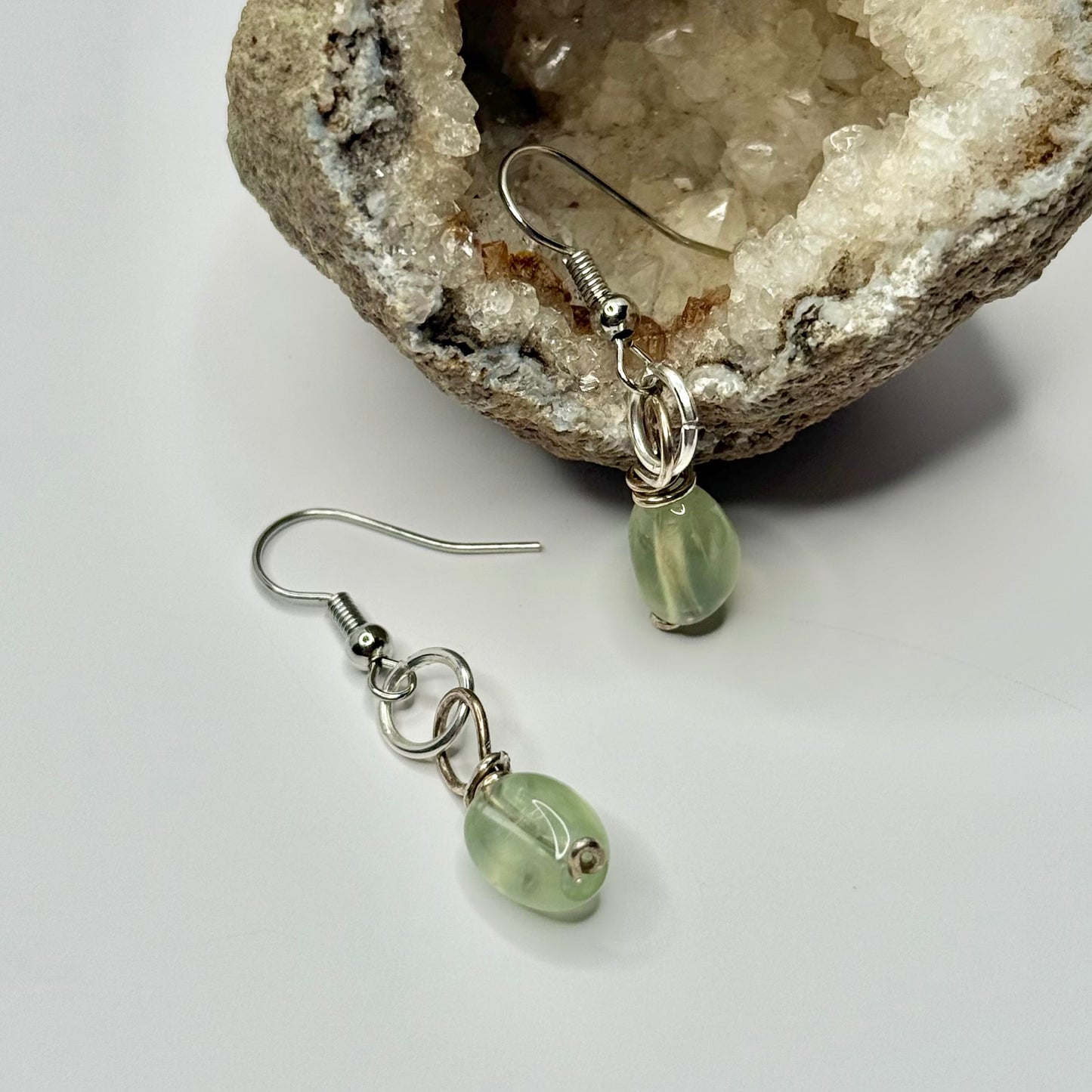 Silver Green Calcite Earrings