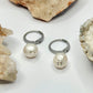 Steel Pearl Huggie Earrings