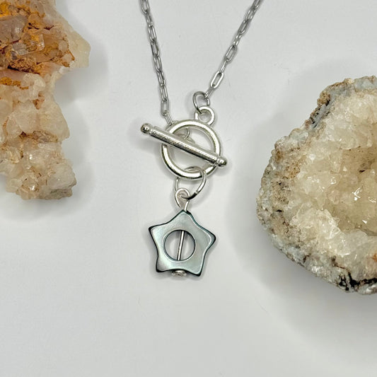 Silver Star Shell Toggle Necklace