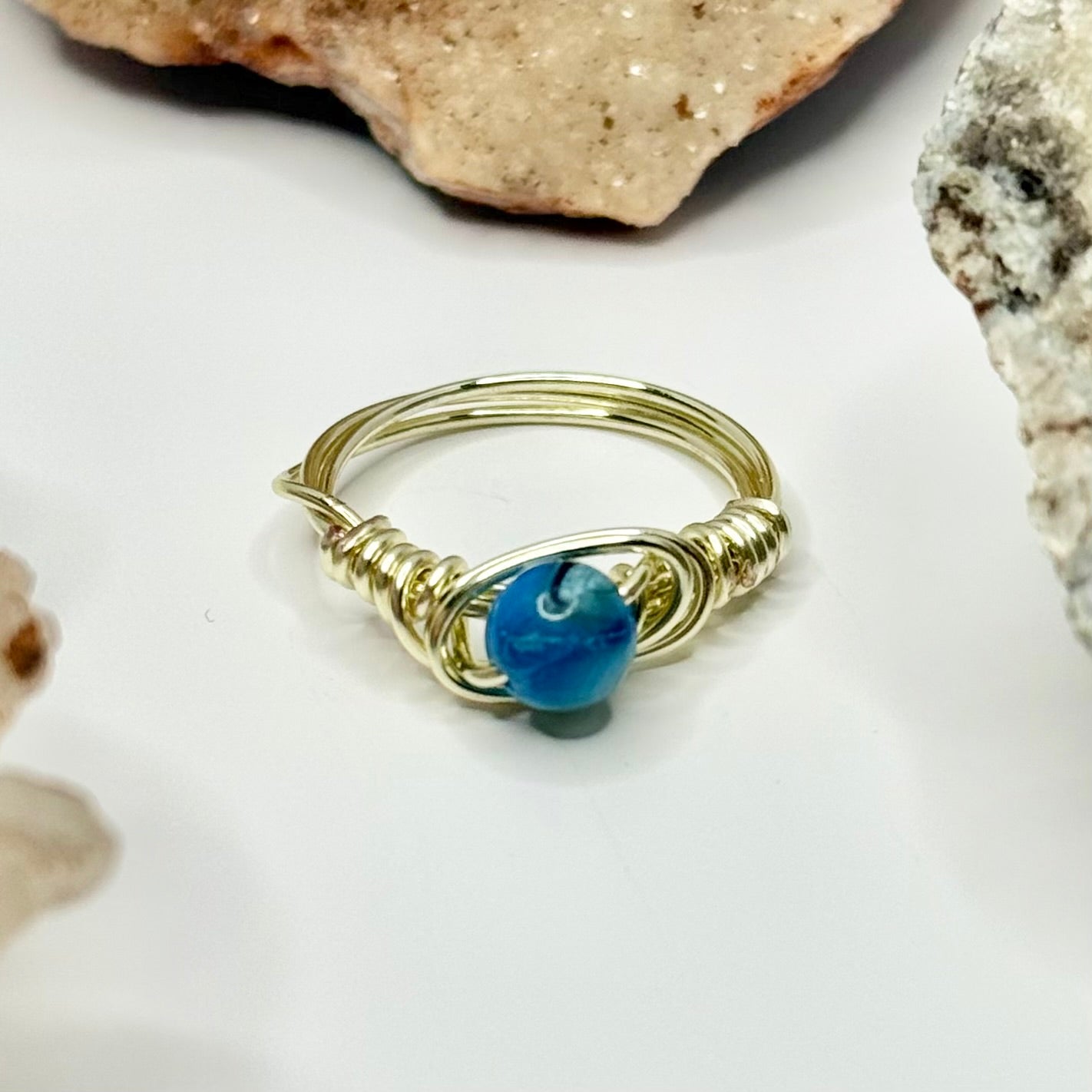 Gold Blue Shell Ring