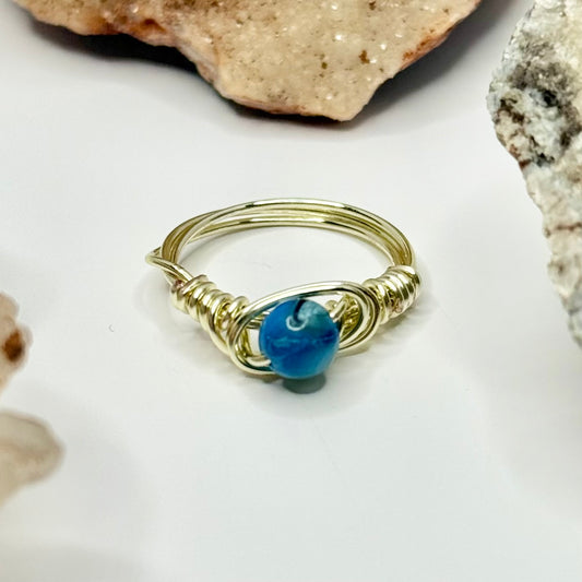 Gold Blue Shell Ring