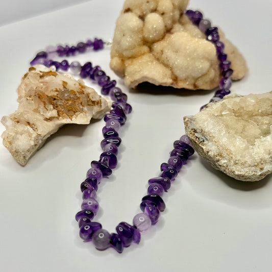 Sterling Silver Amethyst Beaded Necklace