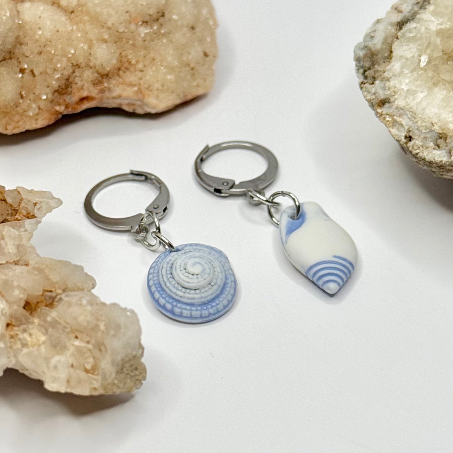 Silver Shell Charm Huggie Earrings