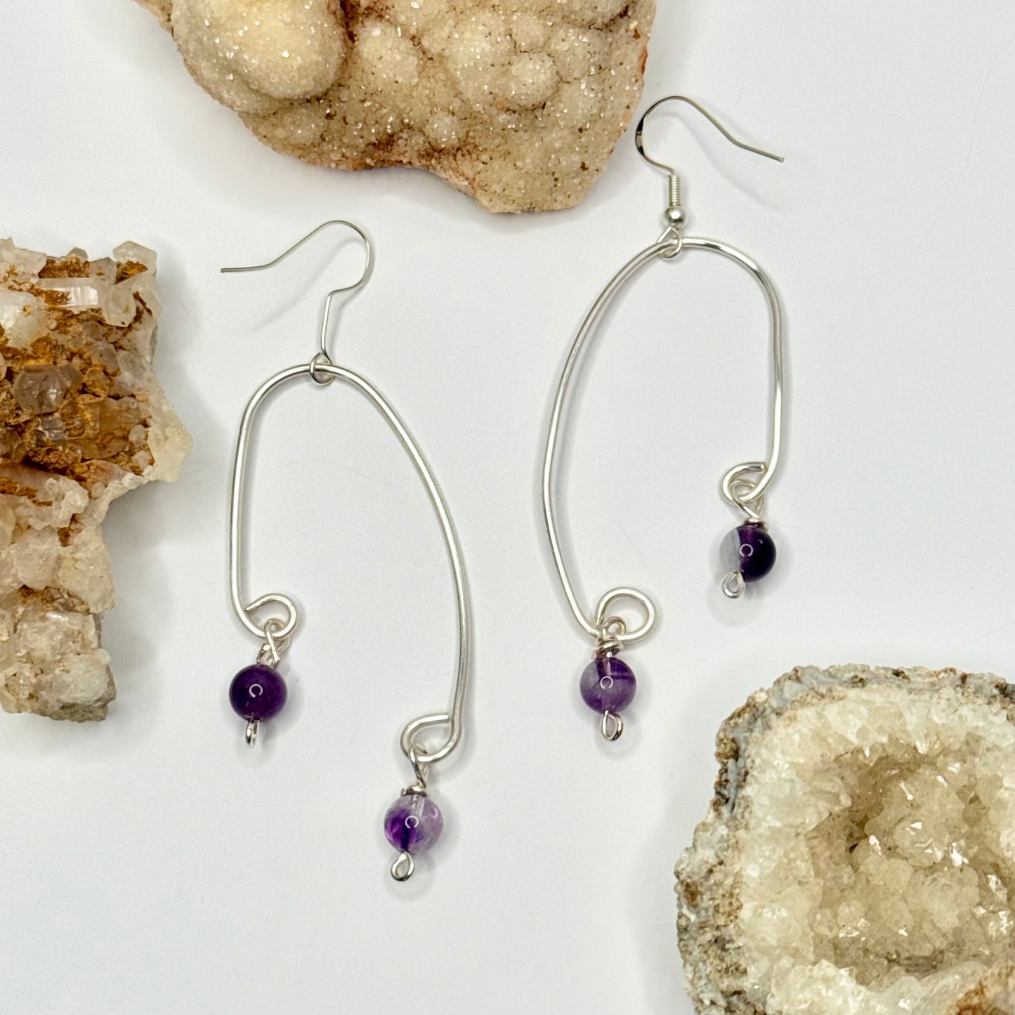 Sterling Silver Amethyst Dangle Earrings