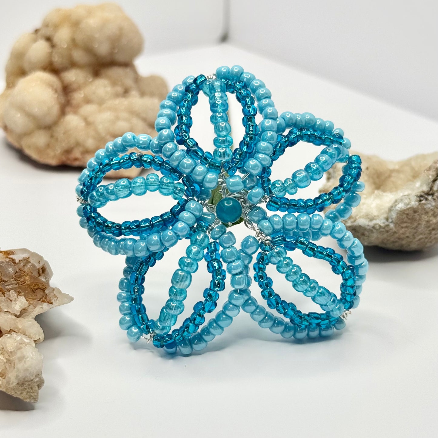 Blue Beaded Flower Stake
