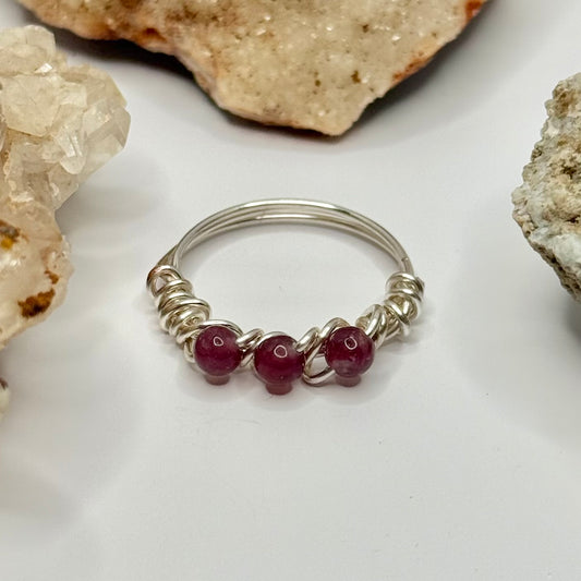 Silver Ruby Zoisite Ring