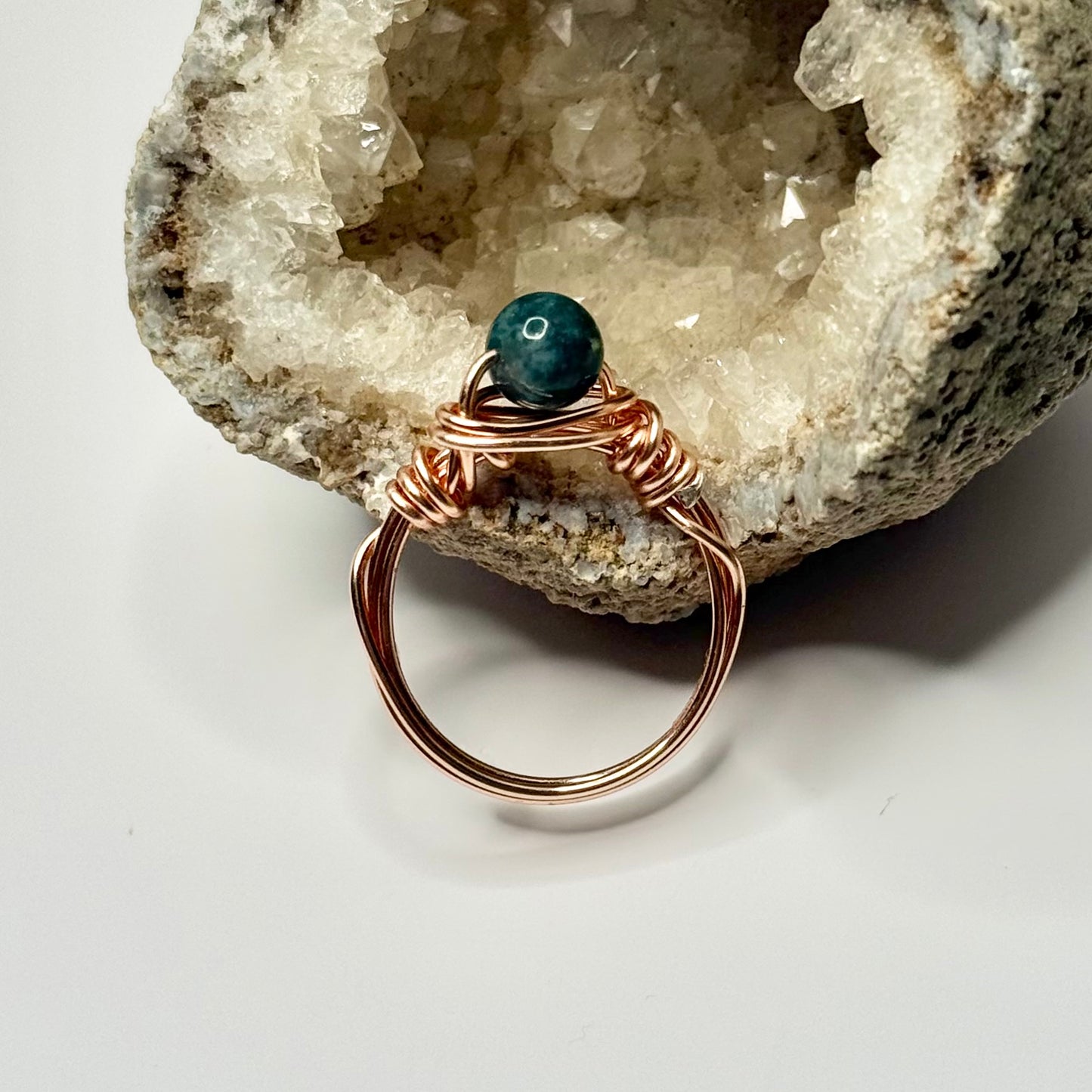 Rose Gold Moss Agate Ring