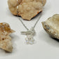 Silver Fluorescent Flower Toggle Necklace