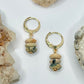 Gold Plated Bumblebee Jasper Huggie Earrings