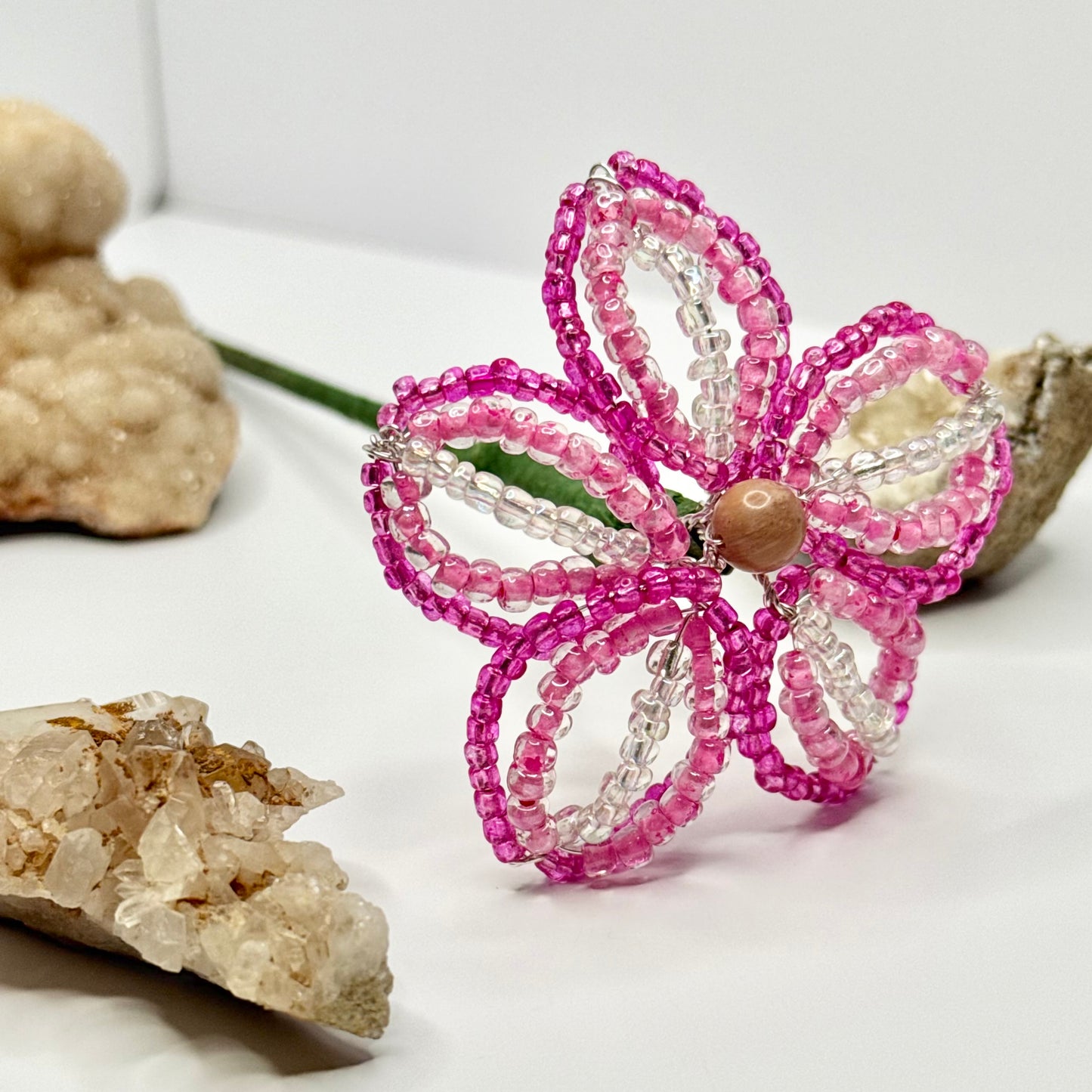 Pink Beaded Flower Stake